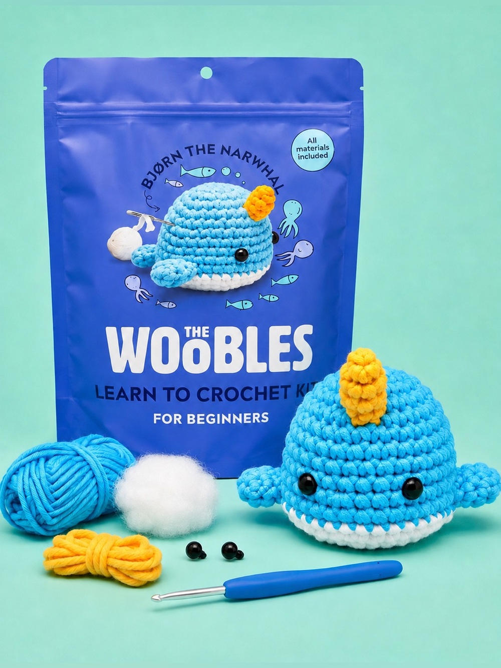 The Woobles Bjorn the Narwal Beginner Crochet Kit